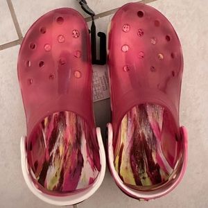 Crocs new classic translucent pink marble clog size Men’s 5/Womens 7